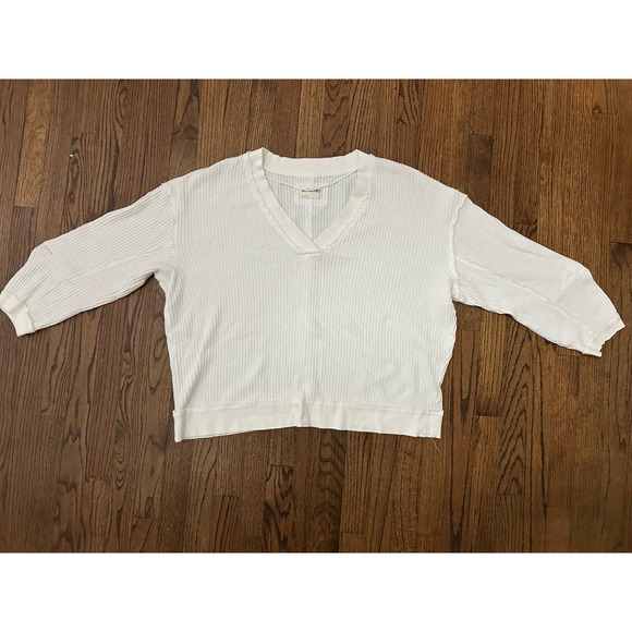 We The Free Women's Cream Waffle Knit Oversized Sweater Size L - Picture 2 of 3